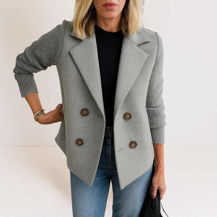 Ribbed Sleeve Casual Blazer