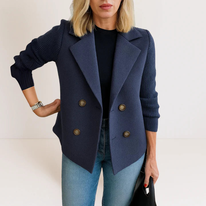 Ribbed Sleeve Casual Blazer