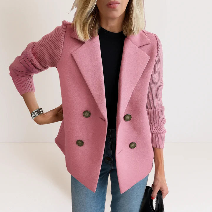 Ribbed Sleeve Casual Blazer