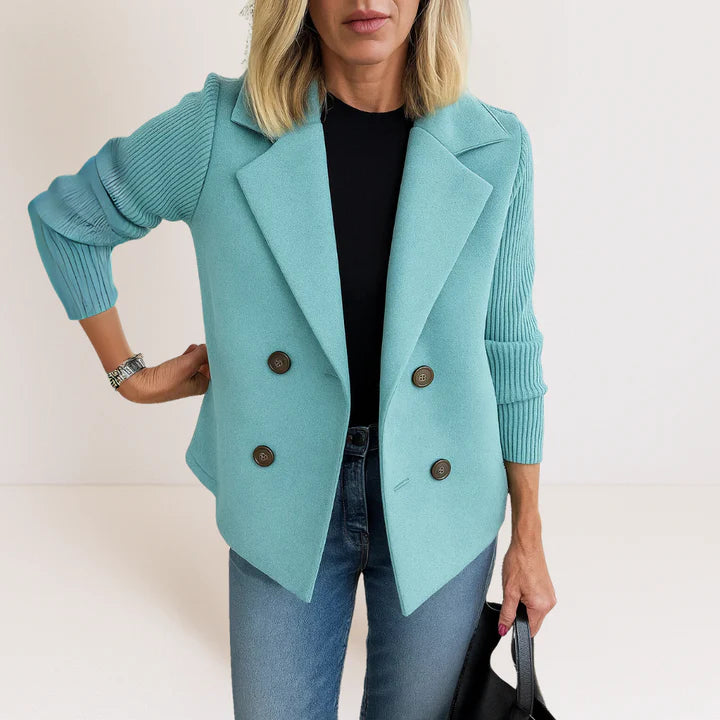 Ribbed Sleeve Casual Blazer