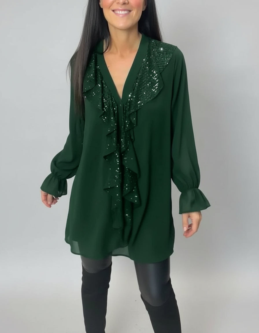 Steph | Shimmer Ruffle Blouse