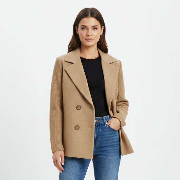 Ribbed Sleeve Casual Blazer