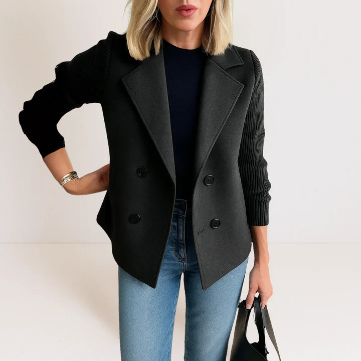Ribbed Sleeve Casual Blazer