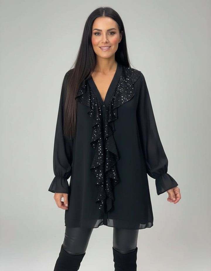 Steph | Shimmer Ruffle Blouse