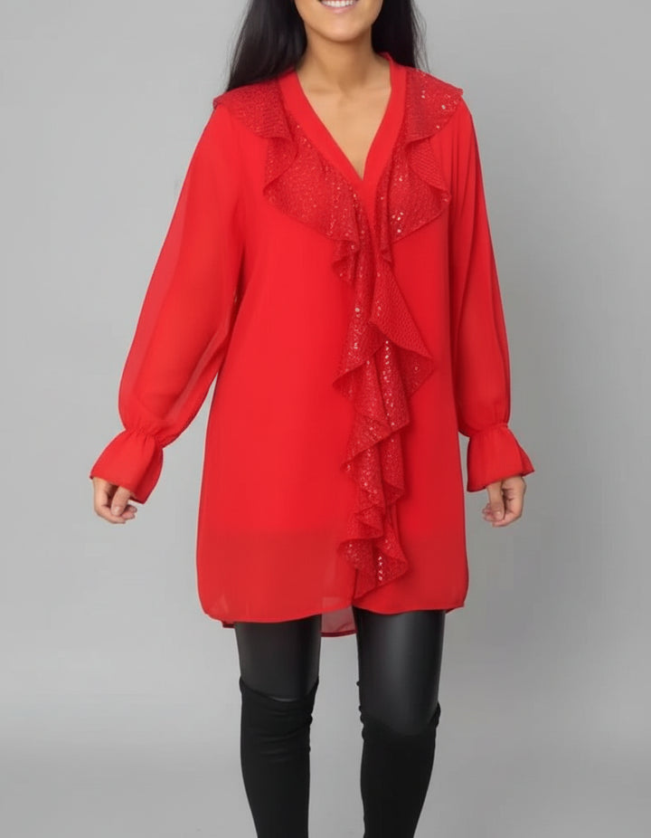 Steph | Shimmer Ruffle Blouse