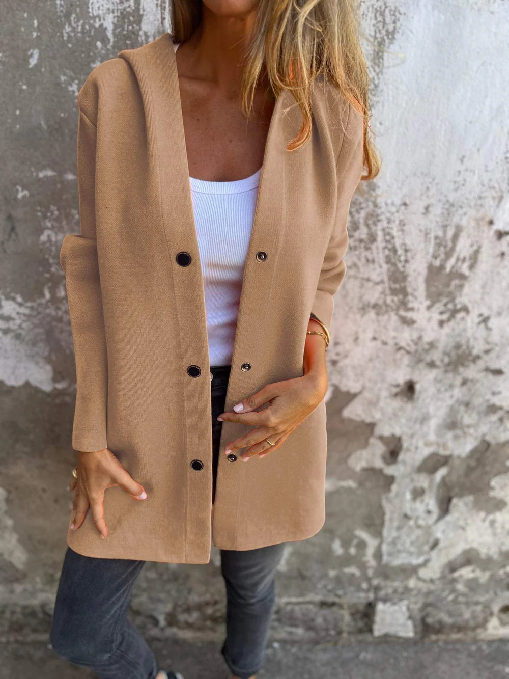 Sasha | Single-Breasted Hooded Cardigan