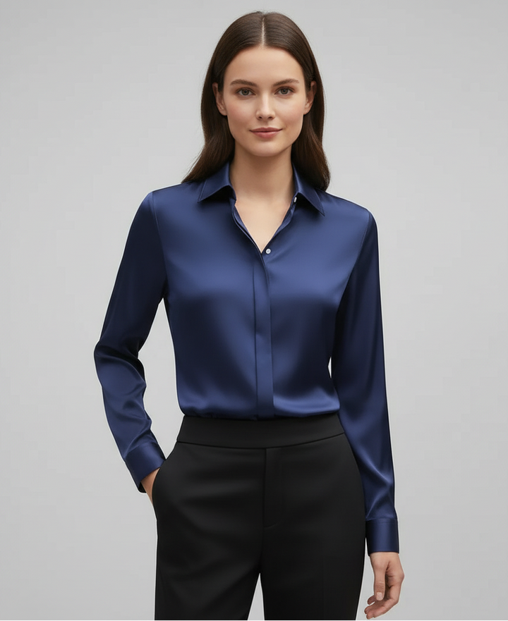 Audrey | Button Down Satin Blouse