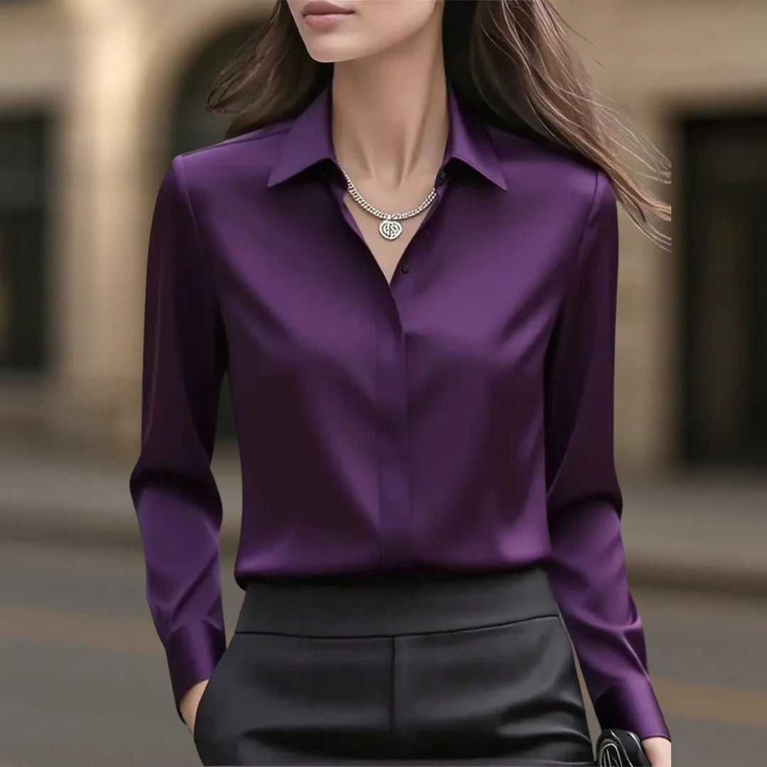 Audrey | Button Down Satin Blouse