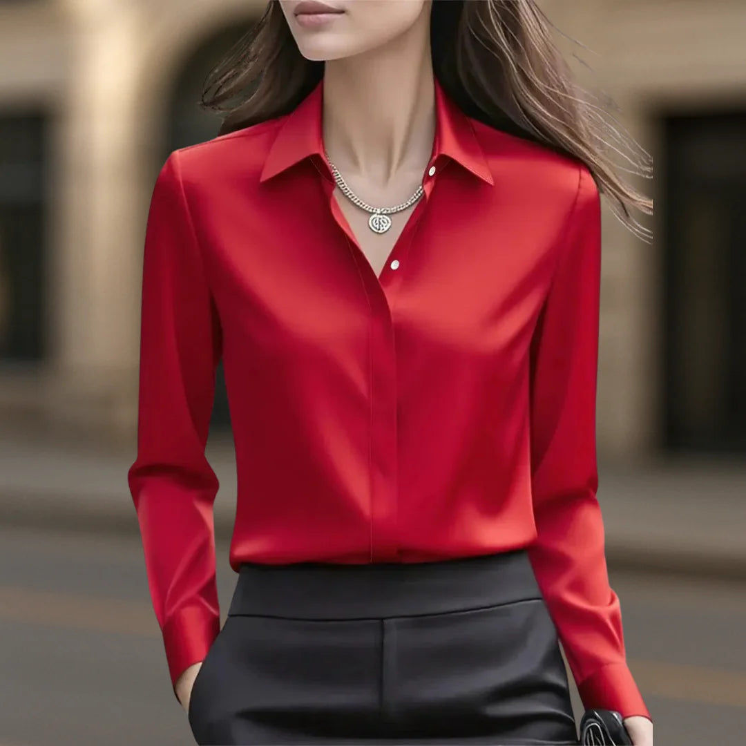 Audrey | Button Down Satin Blouse