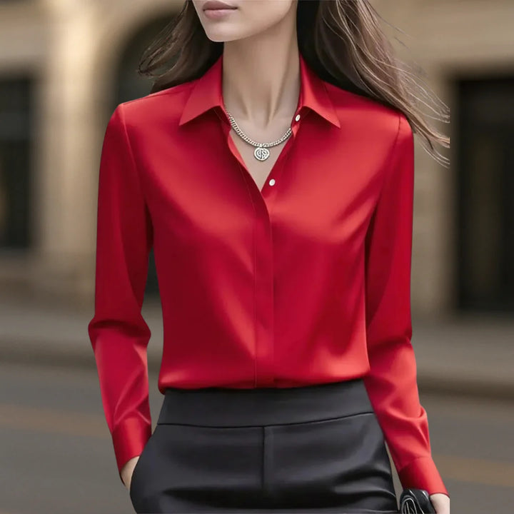 Audrey | Button Down Satin Blouse