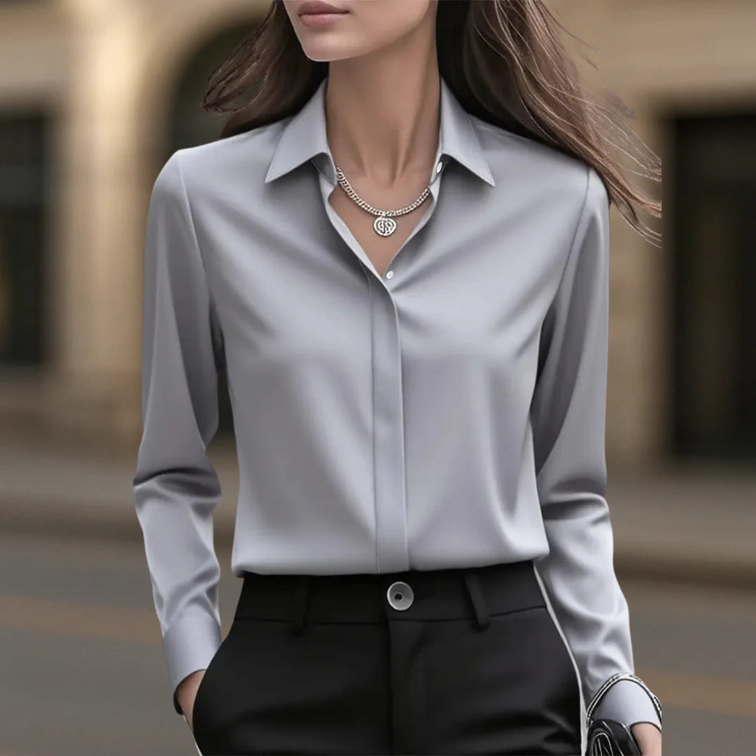 Audrey | Button Down Satin Blouse